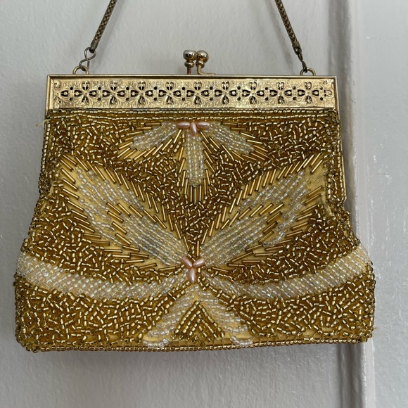 Vintage gold beaded small purse - Picture 2 of 6